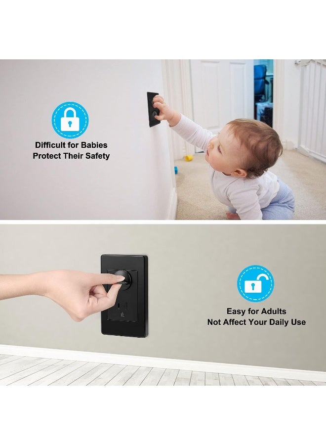 PRObebi 52 Pack Black Safety Outlet Covers Baby Proofing, Electrical Socket Outlet Plugs 3-Prong Child Proof for Kids House - Image 2